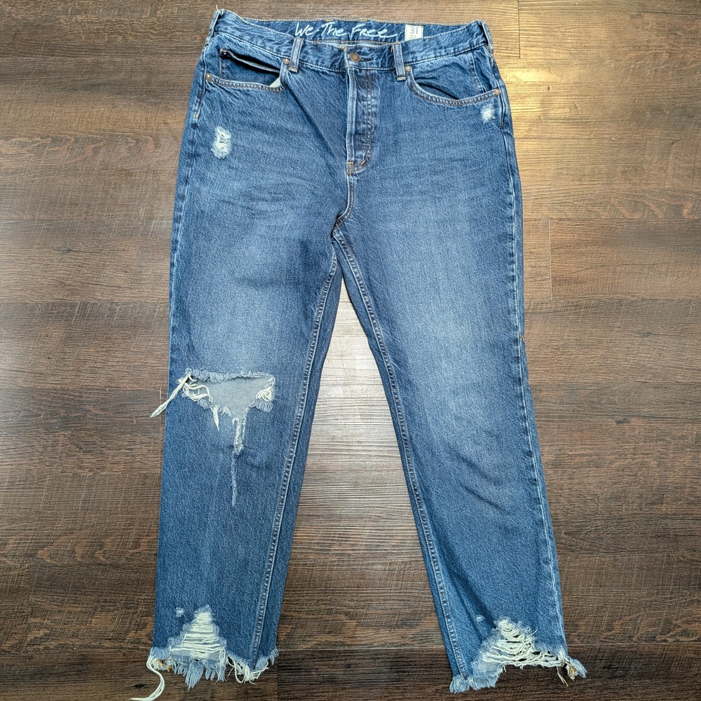 "We The Free" by Free People Distressed Raw Hem Jeans Size 31